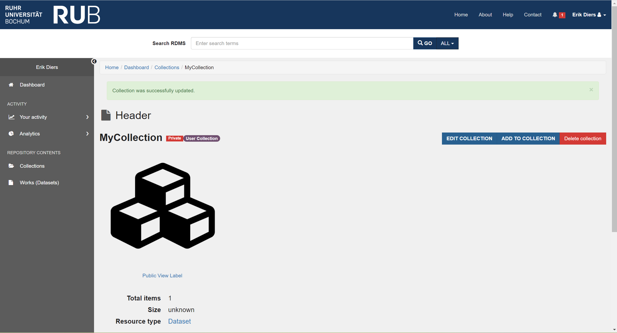 Add new Works (Dataset) to RDM System.