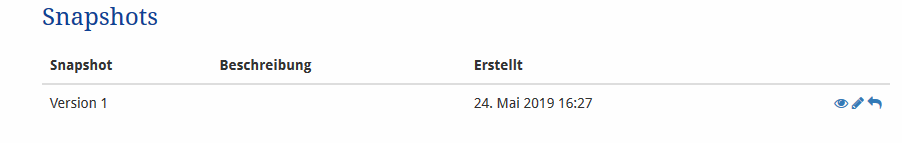 Liste der Snapshots